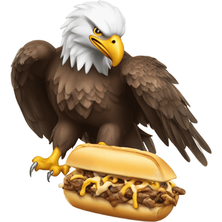 Eagle holding a cheesesteak trophy emoji