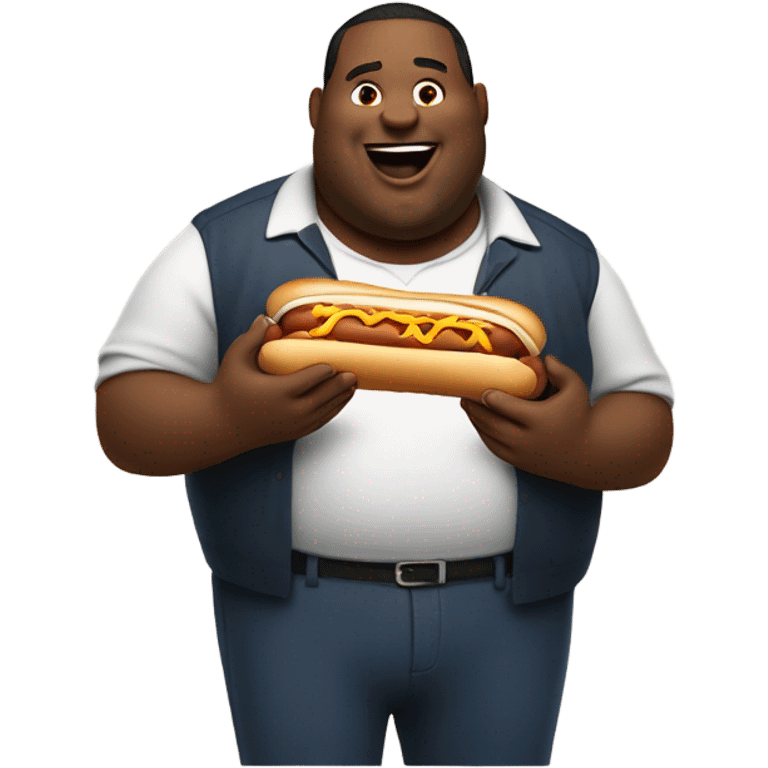 big fat guy eating a hot dog emoji