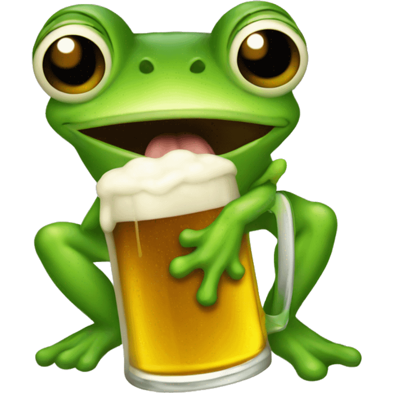 Frog with beer emoji