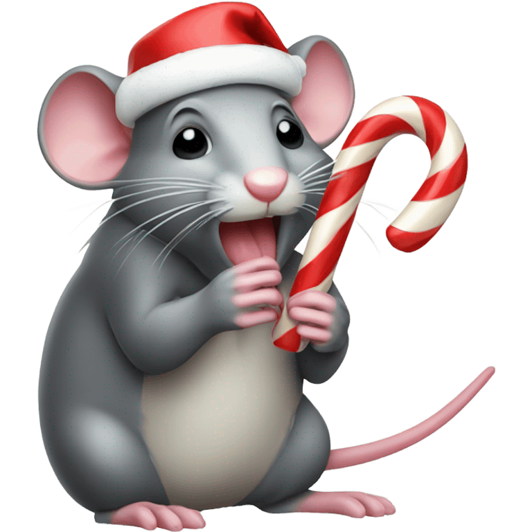 Christmas rat eating candy cane emoji