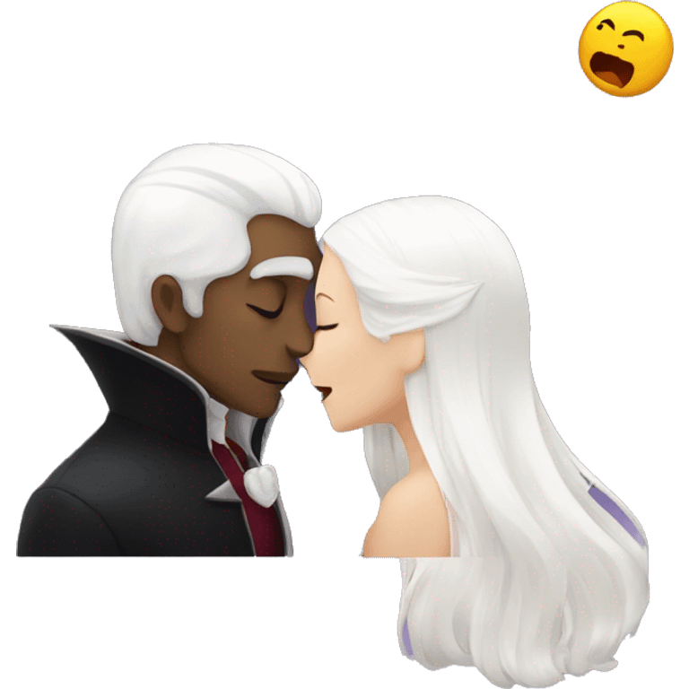 Vampire kissing girl with white hair emoji