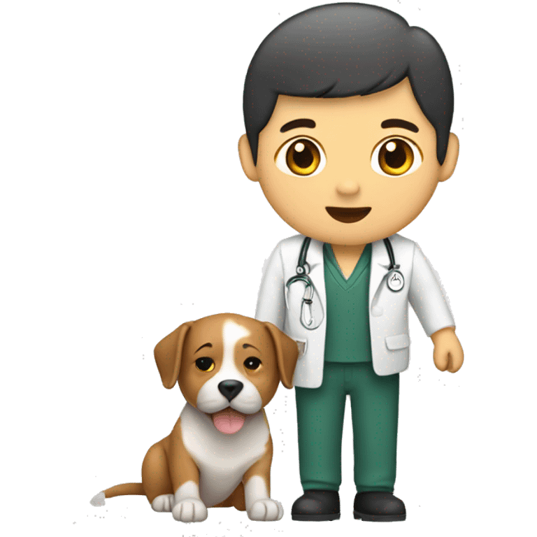 a asian vet with cat and dog emoji