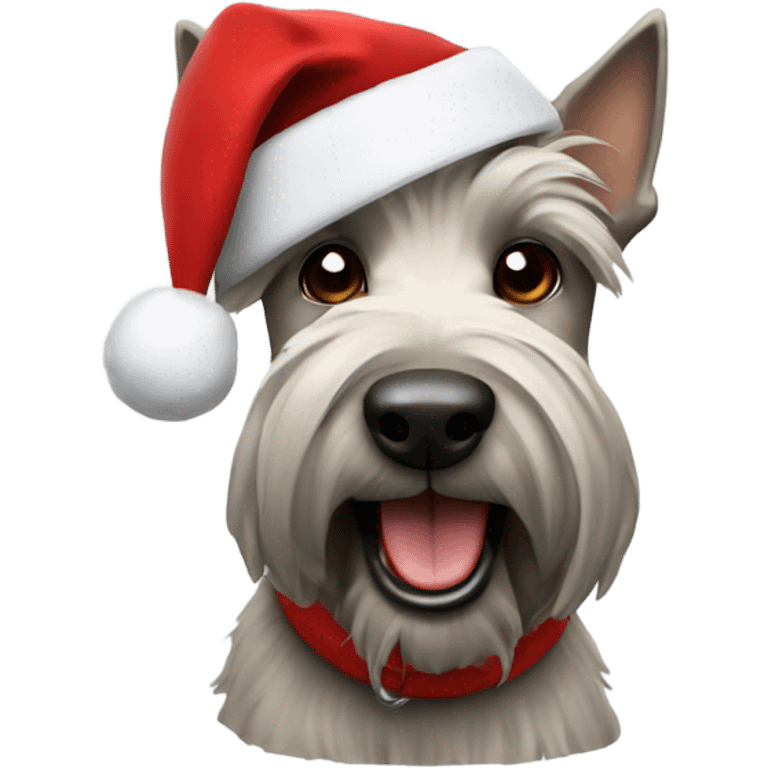 Scottish terrier dog with a santa hat  emoji