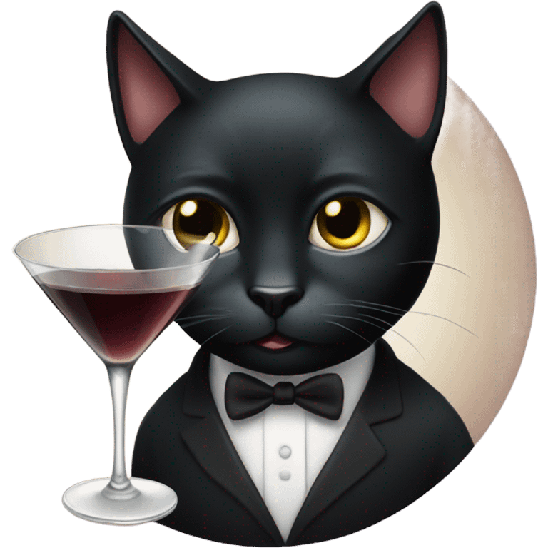 Black cat drinking martini emoji