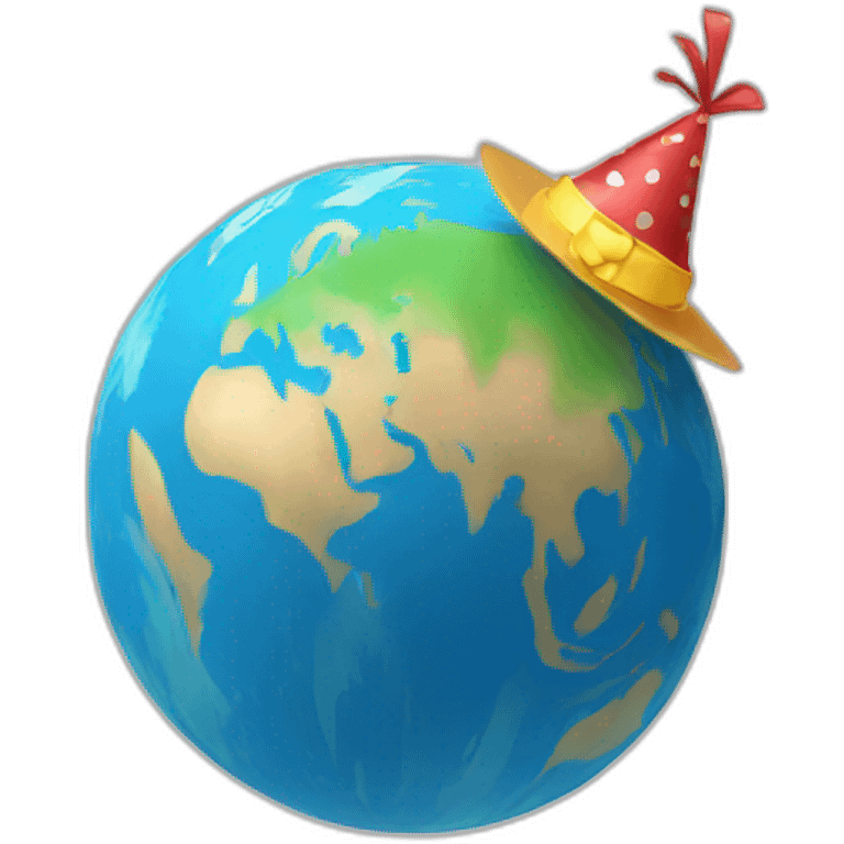 globe with birthday hat emoji