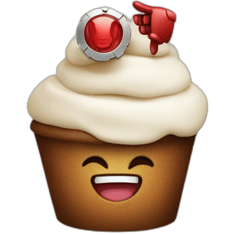 Happy cupcake with iron man  emoji