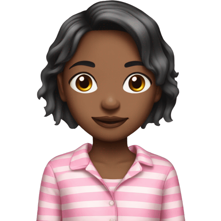 Pretty black girl long hair in striped pink pajamas  emoji