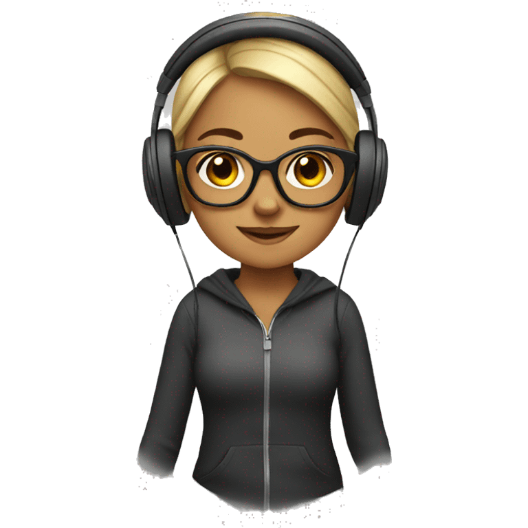 Girl with glasses and headphones emoji