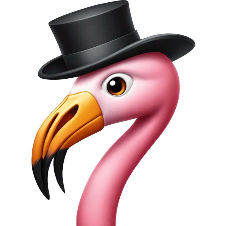 Flamingo with a top hat emoji