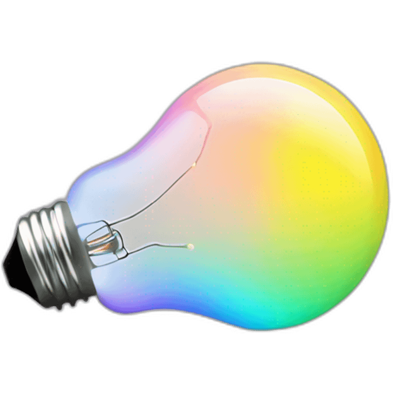 multicolored minimalist colored light bulb, simple flat base emoji