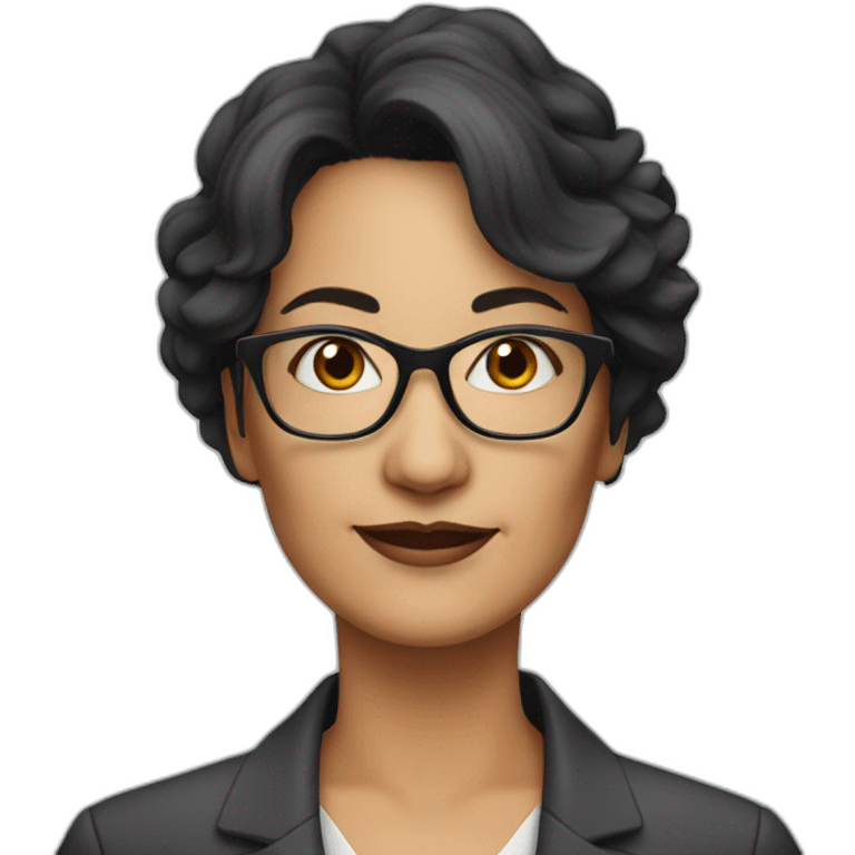 middle-aged accounting woman with black midhair, a frindge and glasses emoji