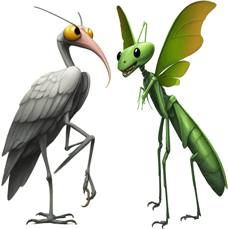 A condor talking to a praying mantis emoji