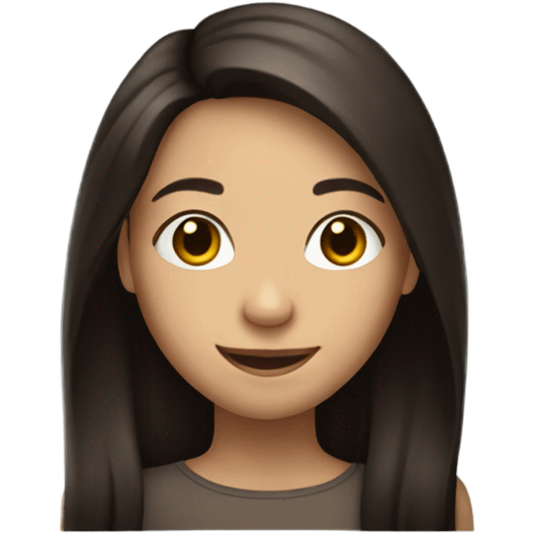 smiling girl with long dark brown hair emoji