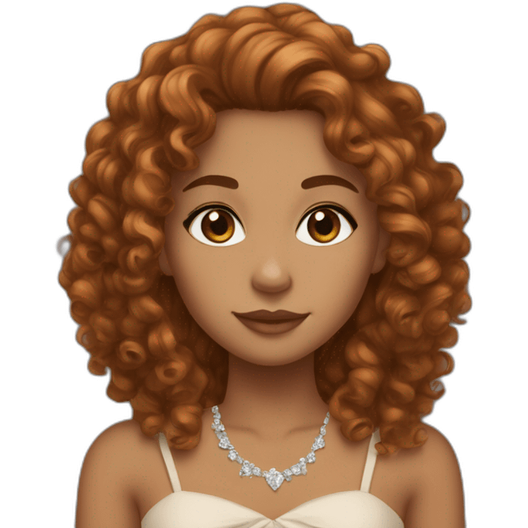 Mixed girl /curly long hair, cinnamon brown color/ with dark brown eyes / with a diamond dress emoji