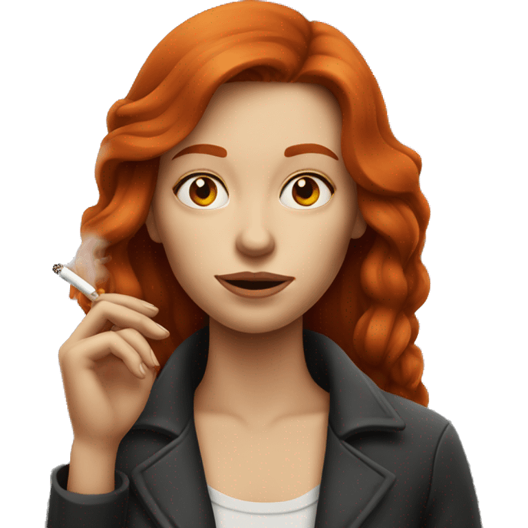 long haired redhead woman smoking emoji