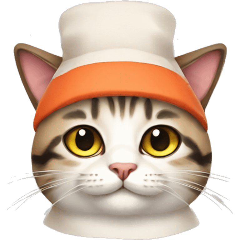 Cat wearing a sushi hat emoji