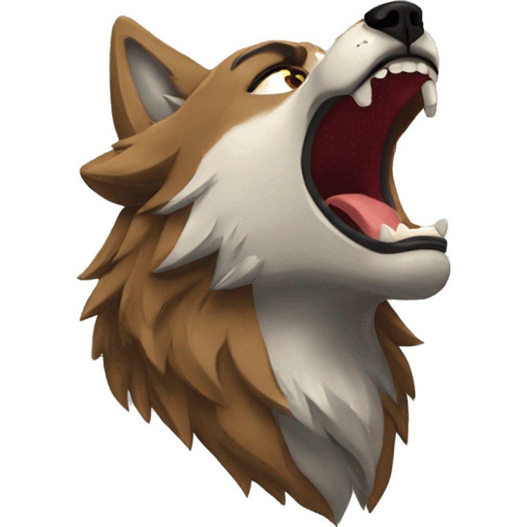 Muscular wolf howling emoji