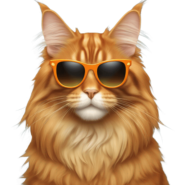 Orange main coon cat with sunglasses emoji