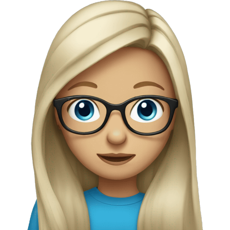 girl with long hair glasses blue eyes emoji