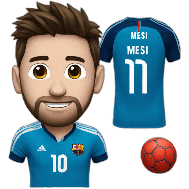 Messi con una remera de river emoji