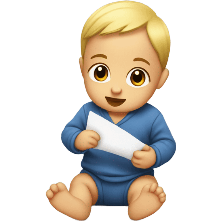 Baby eating paper emoji