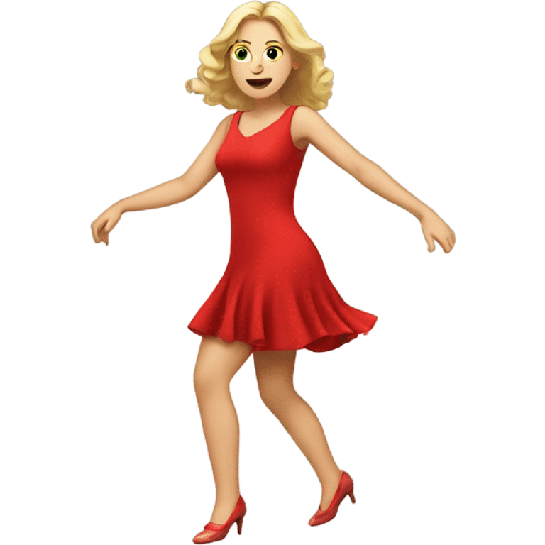 white woman red dress dancing emoji