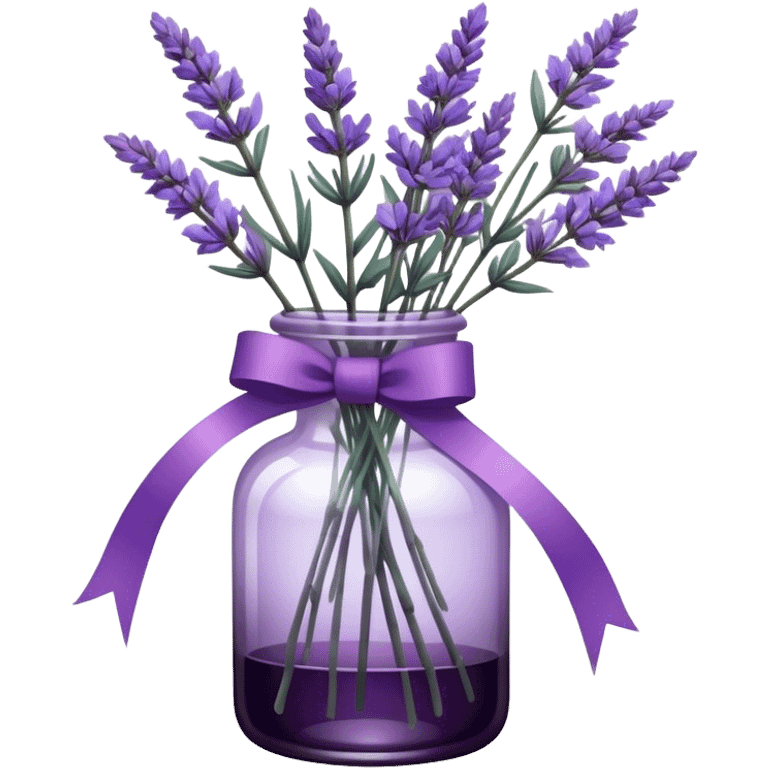 A vintage glass bottle, filled with delicate lavender stems in varying shades of soft lilac and deep aubergine, is adorned with a hand-dyed violet ribbon tied into a gentle bow. The light filters through the dusty glass, casting shadows of lavender sprigs onto the lace-covered surface, as if capturing a fleeting moment of serenity.






 emoji