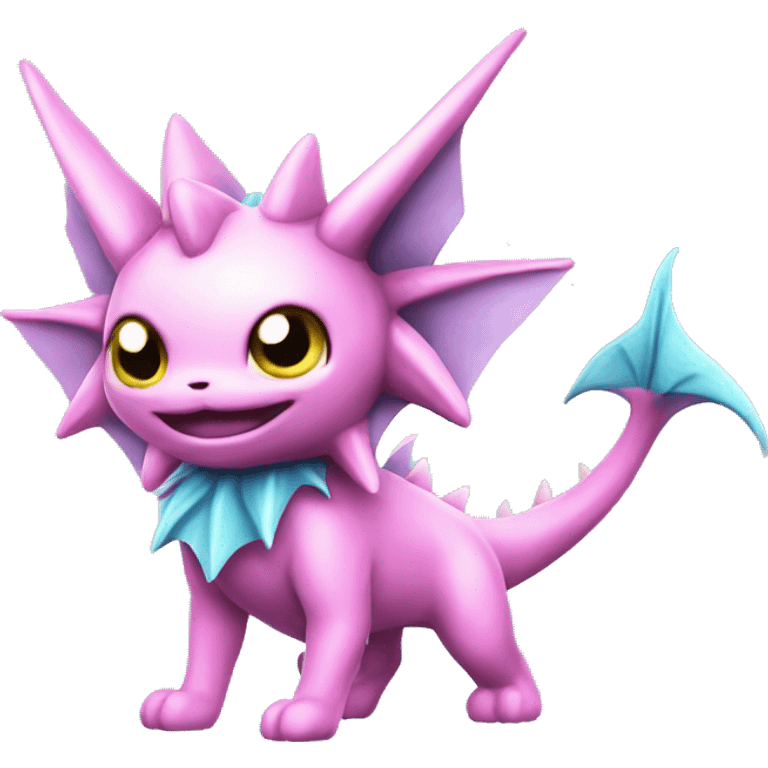 Pink Edgy Vaporeon dragon With Fins and spikes full body emoji