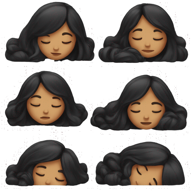 Long black haired girl sleeping  emoji