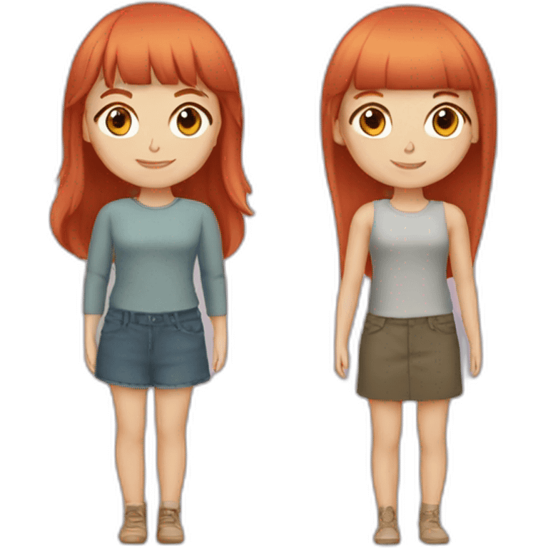 Female friends one with Long, red Hair and bangs, The other with short, blond Hair emoji