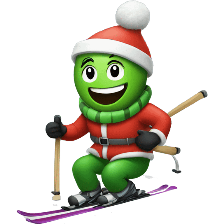 Christmas tree skiing emoji