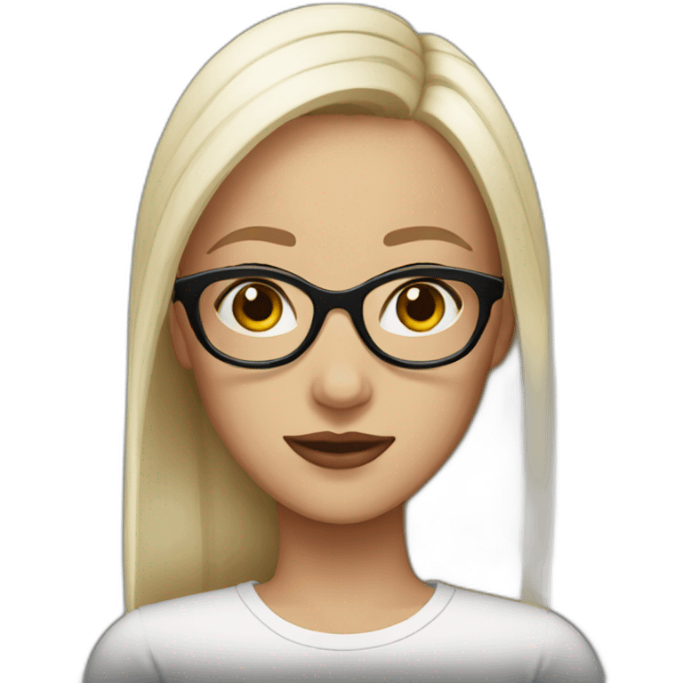 Bald girl with brown eyes and black round glasses emoji