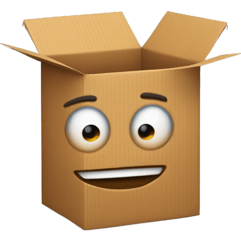 cardboard box with muscles arms emoji