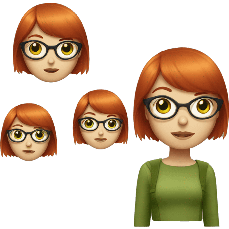 Red hair girl with green eyes with bang and glasses  emoji