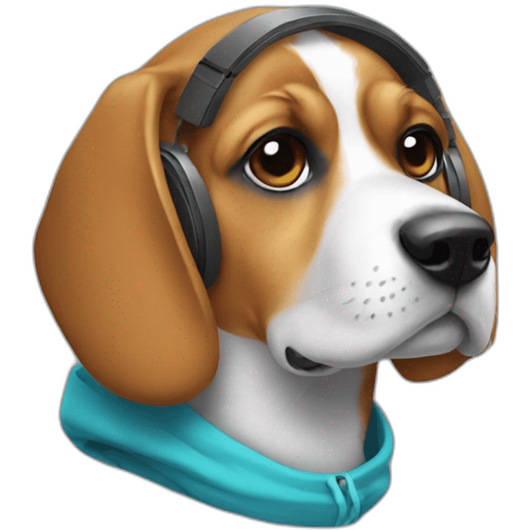 beagle with hoddie and headphones emoji