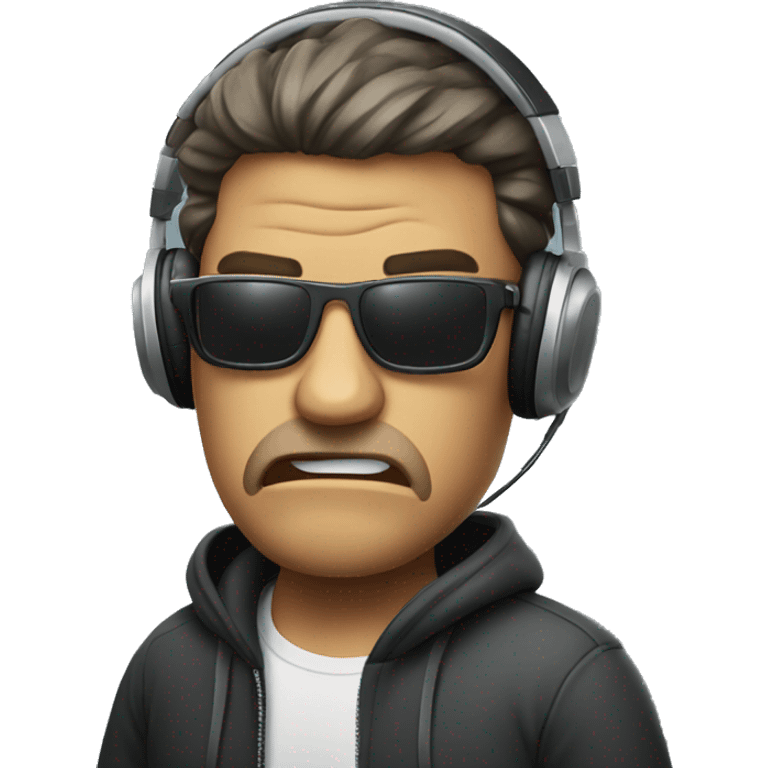 angry man with headphones and sunglasses emoji