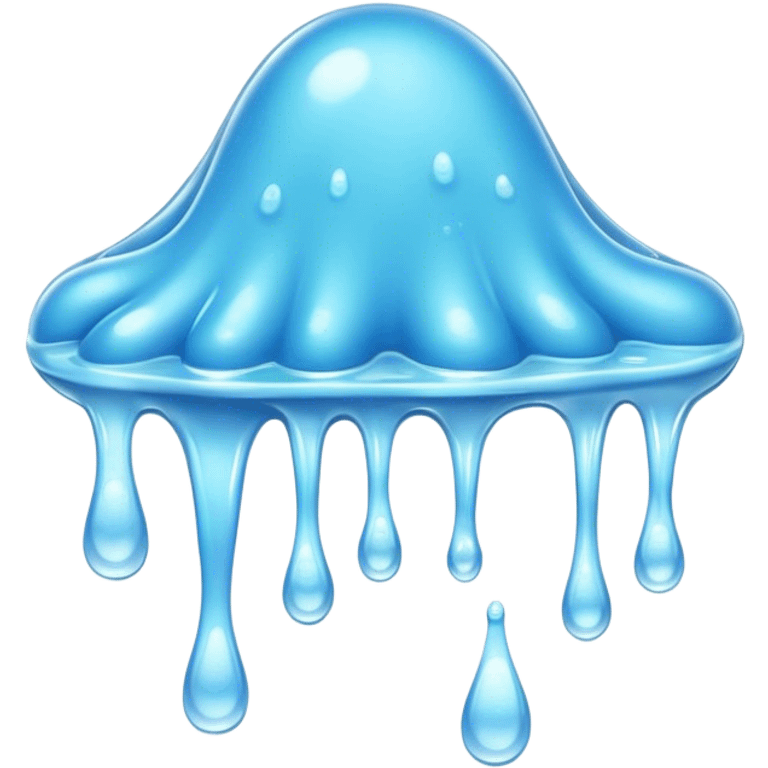 Cinematic Realistic Clear Blue Slime, glossy and translucent with a soft blue hue, light reflecting off its smooth surface, subtle bubbles trapped inside, slightly jiggling with movement, delicate highlights enhancing its wet and squishy texture, glowing with a soft, magical aura. emoji