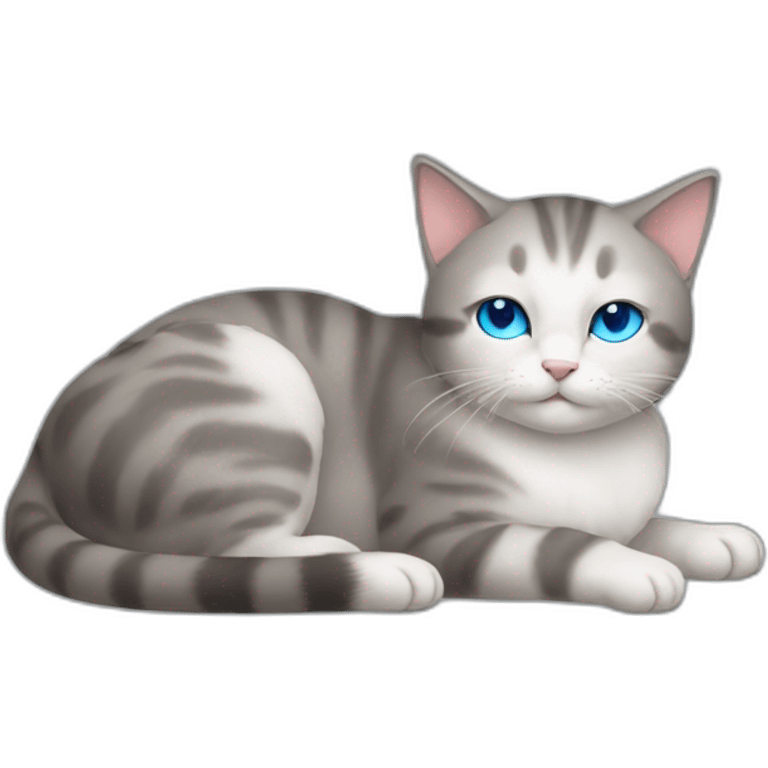 Extremely cute cat with blue eyes sleeping (full body cat) emoji