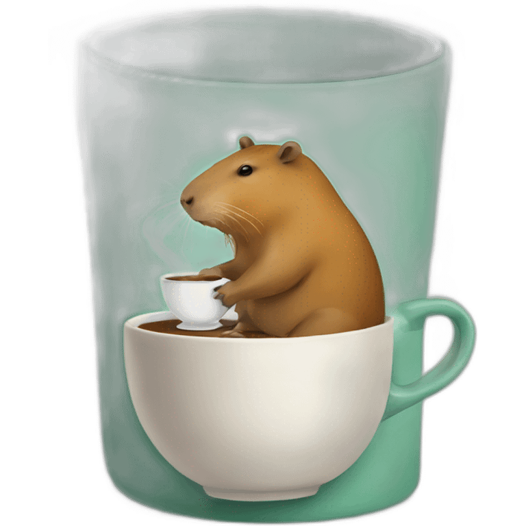 Capybara with bowler holding tea cup emoji