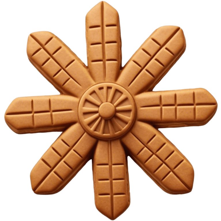 Speculaas Cinematic Realistic Speculaas Biscuit Emoji, depicted as a spiced speculaas cookie crafted in the shape of a windmill and warm, inviting lighting. emoji