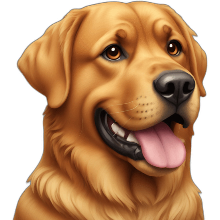 A Rottweiller with a golden retriever emoji