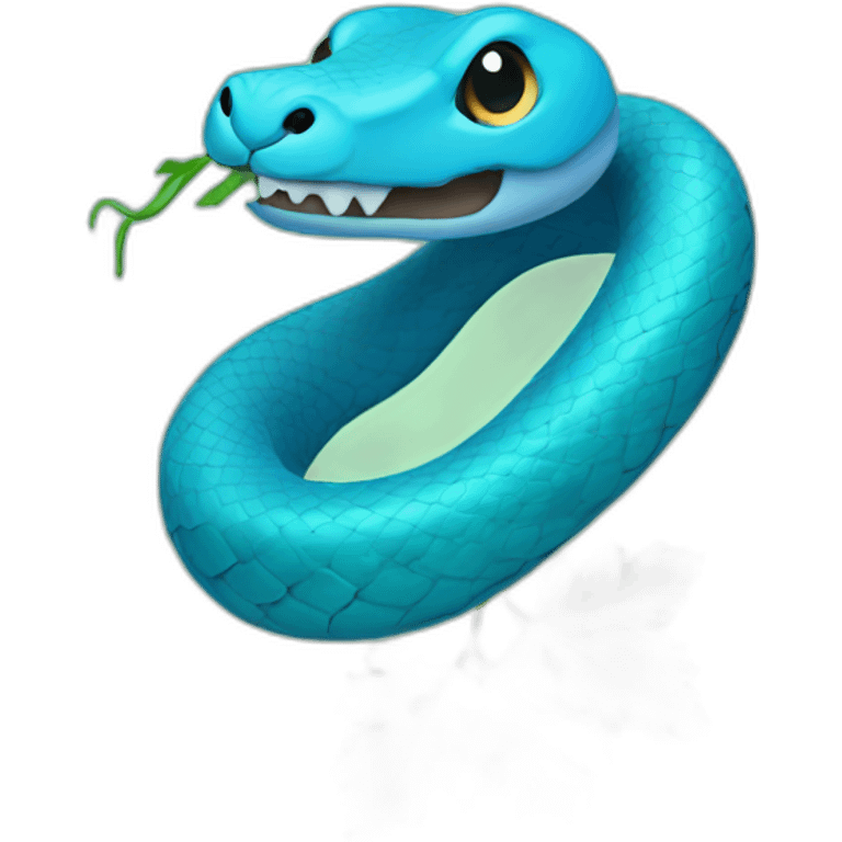 Blue Snake with cilantro around neck emoji