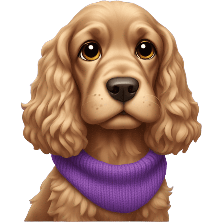 Cocker spaniel in purple sweater emoji