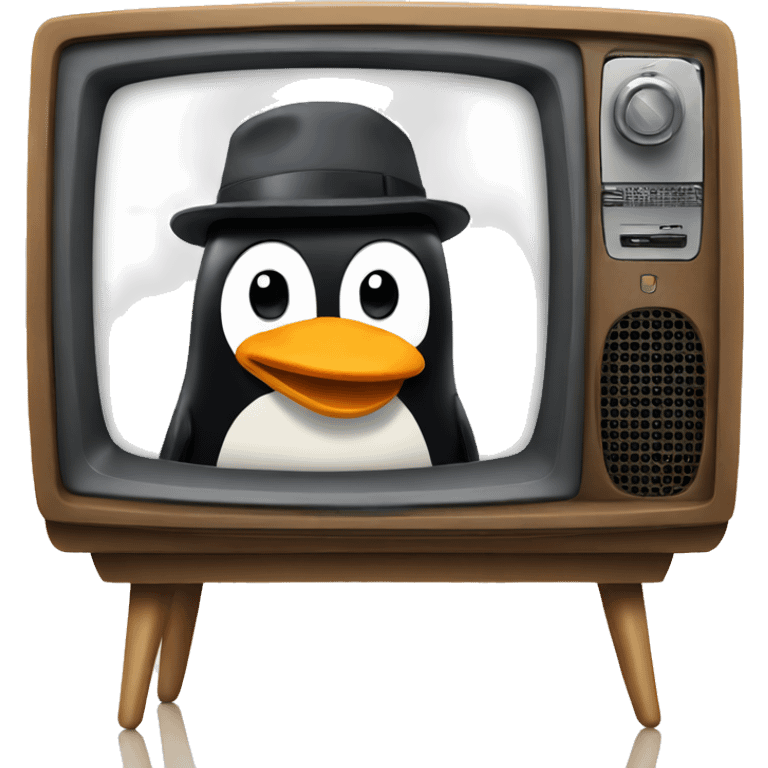 television with penguin on screen emoji