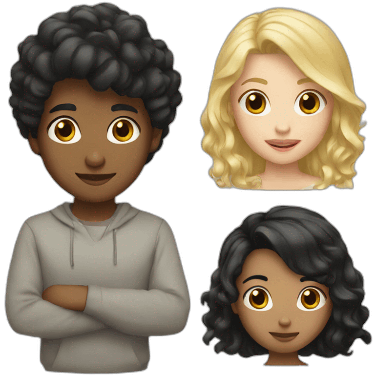 Boy blond with girl black hair emoji