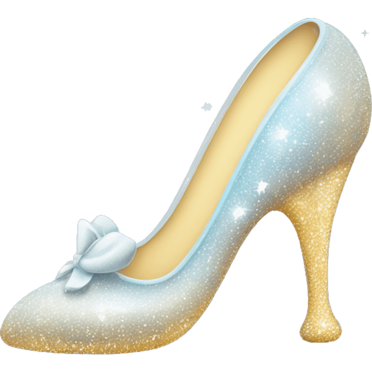 Cinderella glittery glass slipper with stars around it  emoji