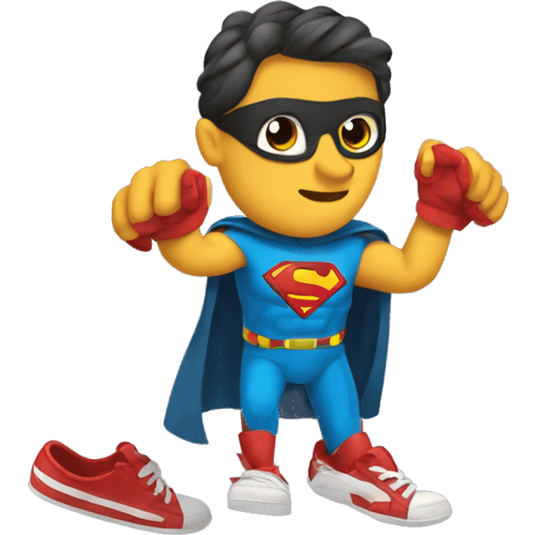 super hero grabing a pair of shoes emoji