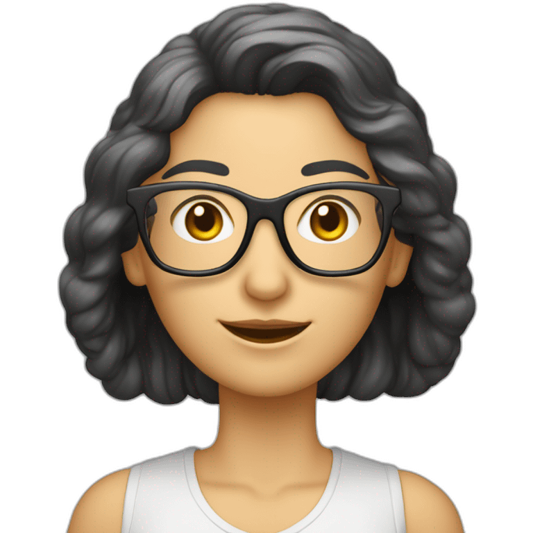 Frau mit großer schwarzer Brille, Mittelscheitel, lange Haare und einem Schleier auf dem kopf emoji