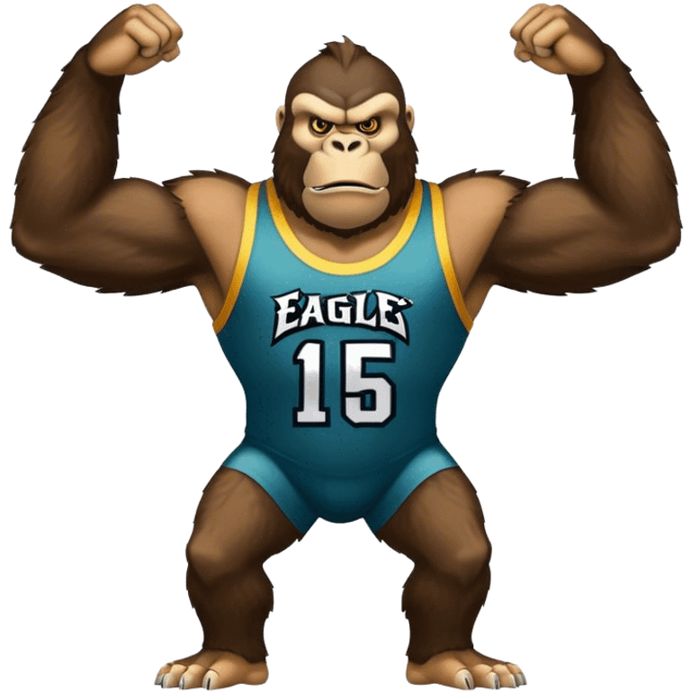 king kong  wearing eagles sleeveless jersey blue and yellow  emoji