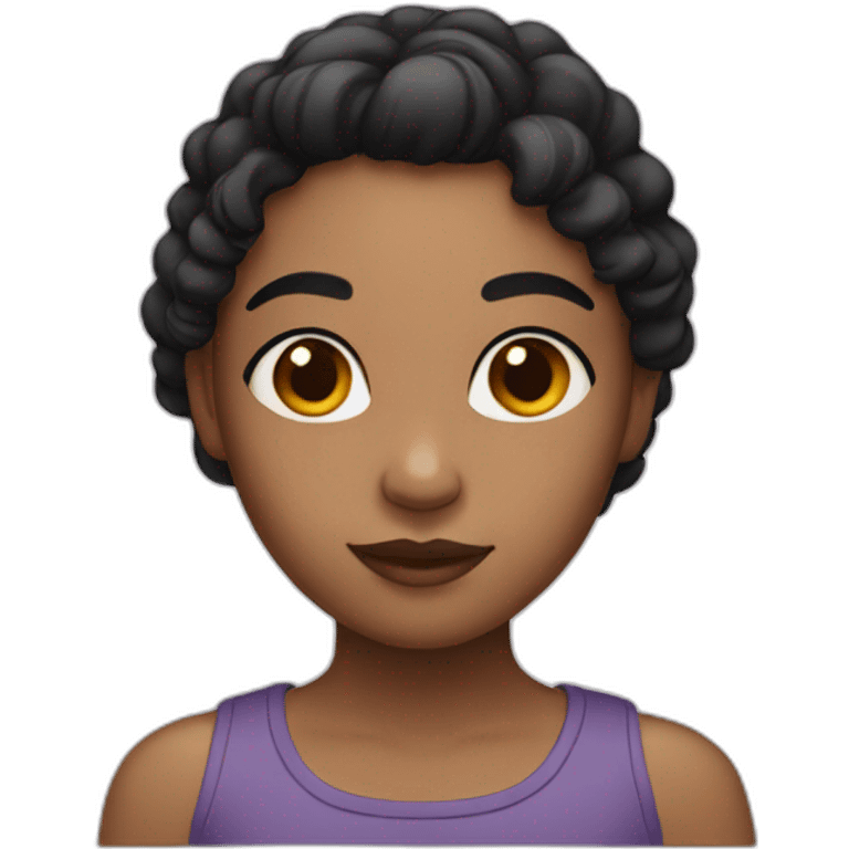 Girl with black hear and light skin emoji